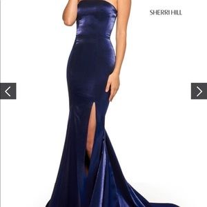 Satin Blue Shimmer Sherri Hill Prom Dress